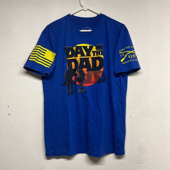 Grunt Style Men's Large T-Shirt Royal Blue Day Of The Dad Grill Father Flag - Picture 1 of 6